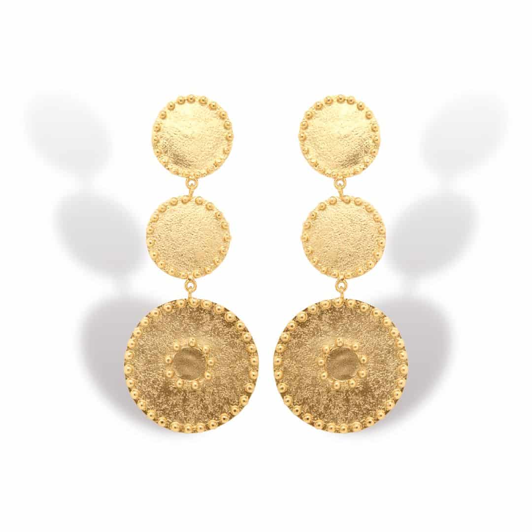 Aretes con 2 círculos y medallón precolombino - miniatura 1