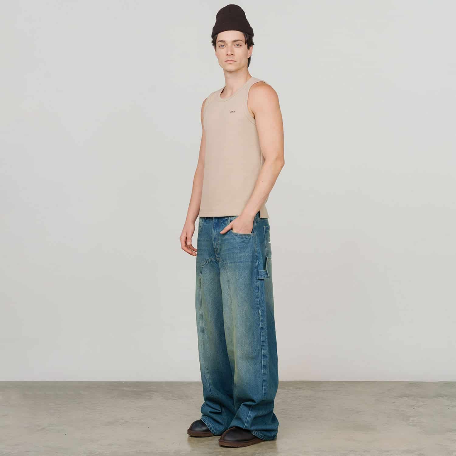 Textured Sleeveless T-Shirt - Sand - miniatura 5