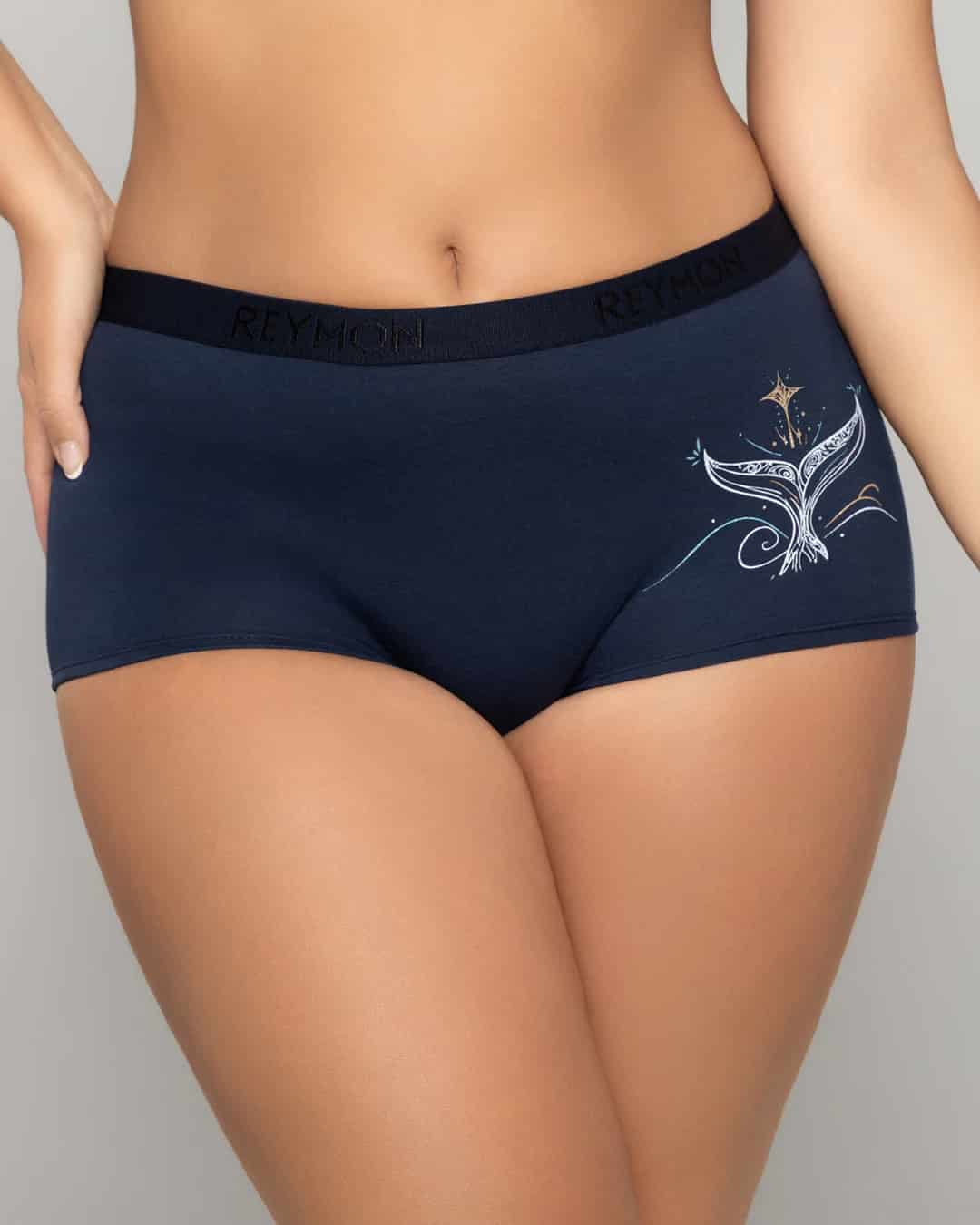 Boxer Femenino Tiro Alto en Algodón Estampado con Elástico Reymon Ref. 8010 - miniatura 4