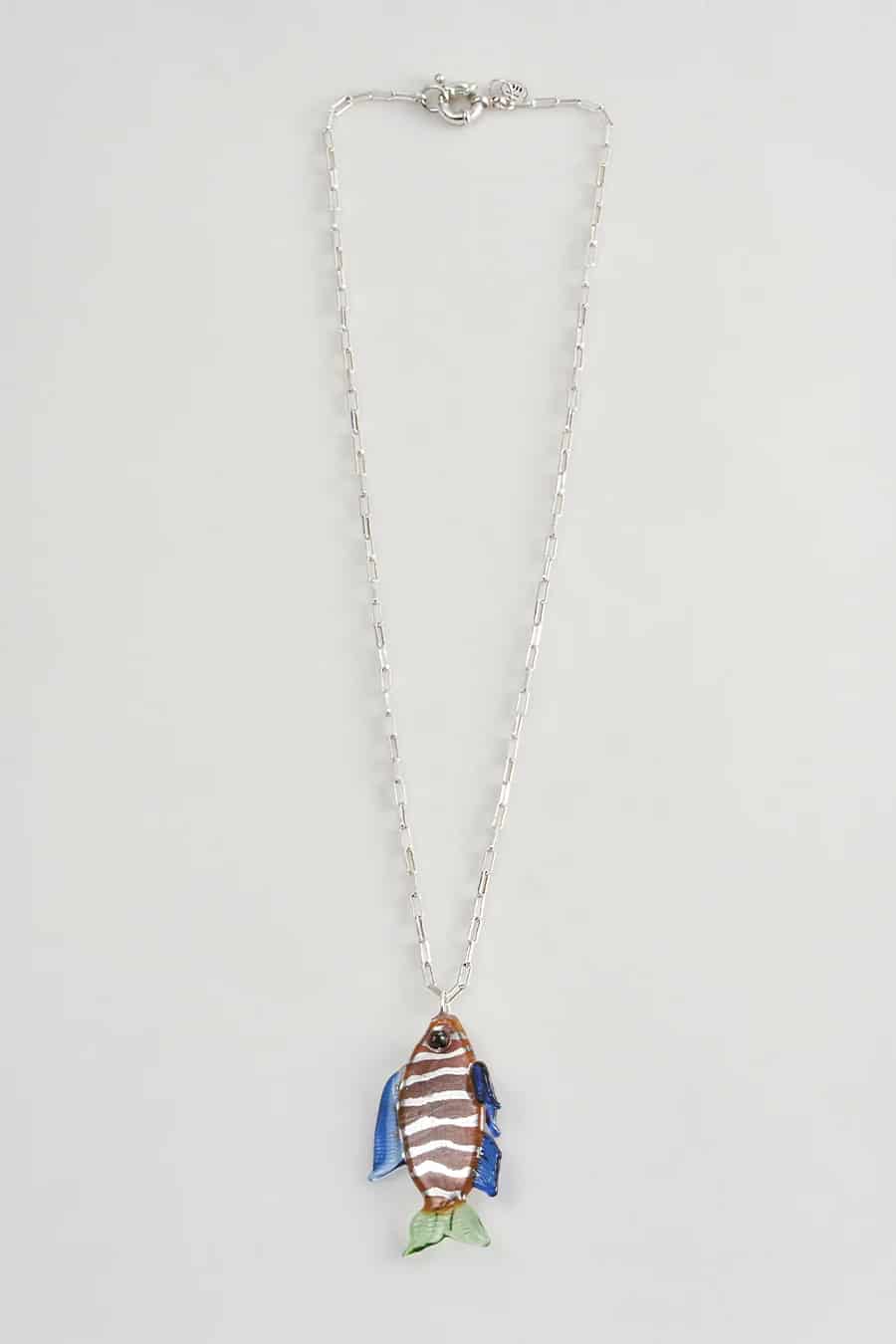 Cadena ned plata vidrio y oro blanco - miniatura 2