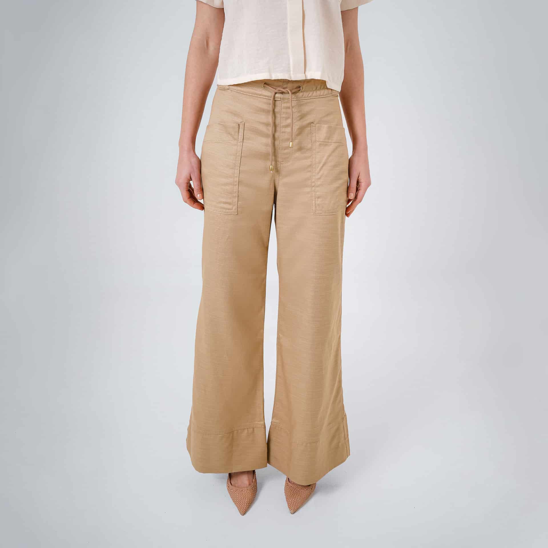 Pantalón básico estilo cargo bota flare con ajuste en cintura - miniatura 14