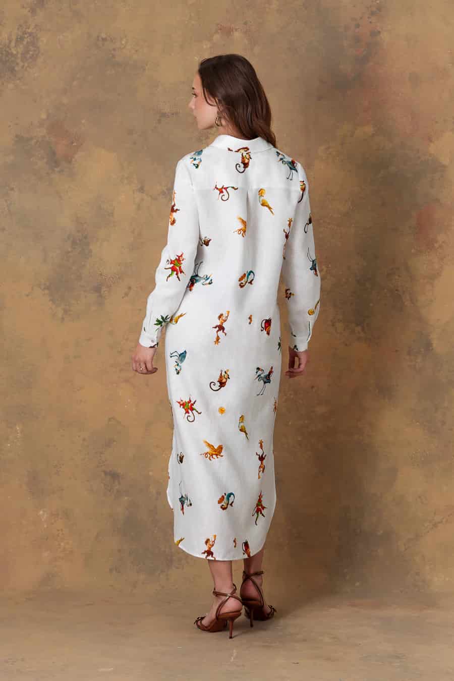 Women's dress linen panteon white - miniatura 5