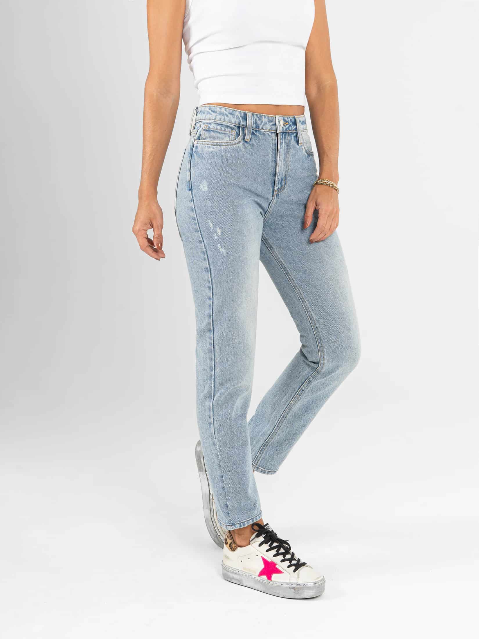 Ref: 066491 Jean Mom fit, rígido, tiro alto, tono azul medio claro. - miniatura 3