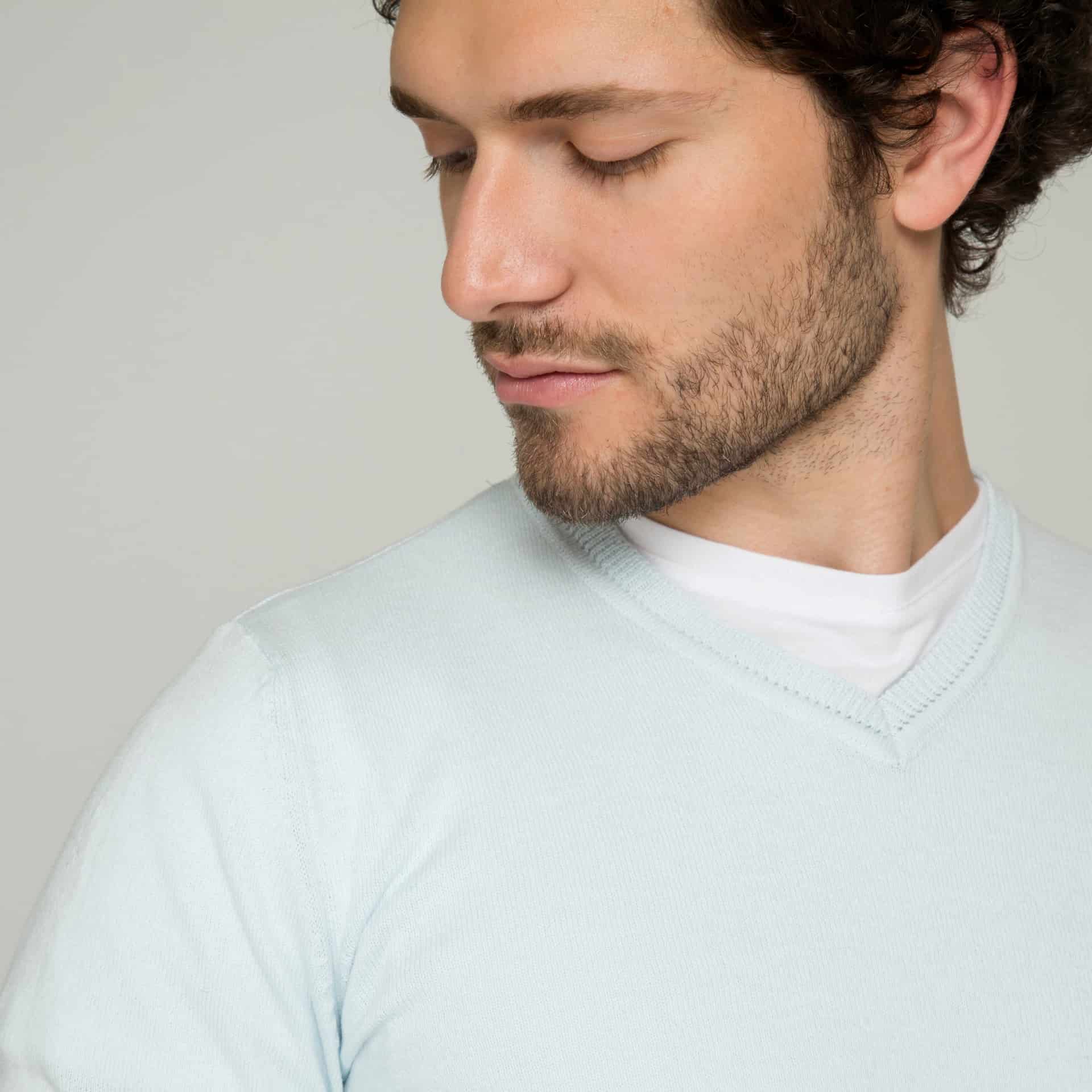 Saco Cuello V Algodón Azul Cielo - miniatura 6