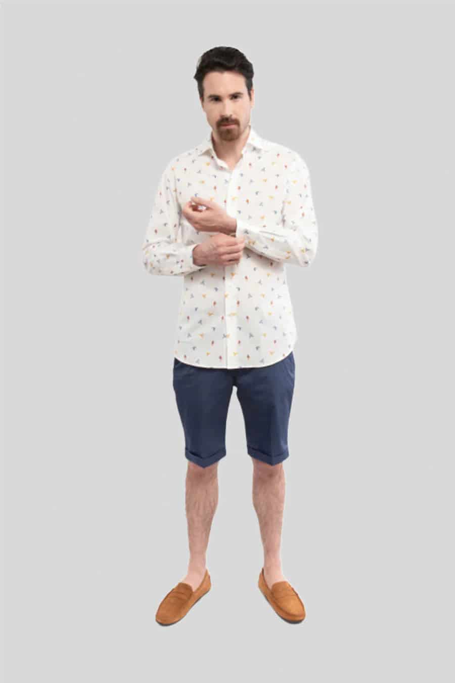 Men's cotton shirt white small macaws - miniatura 4