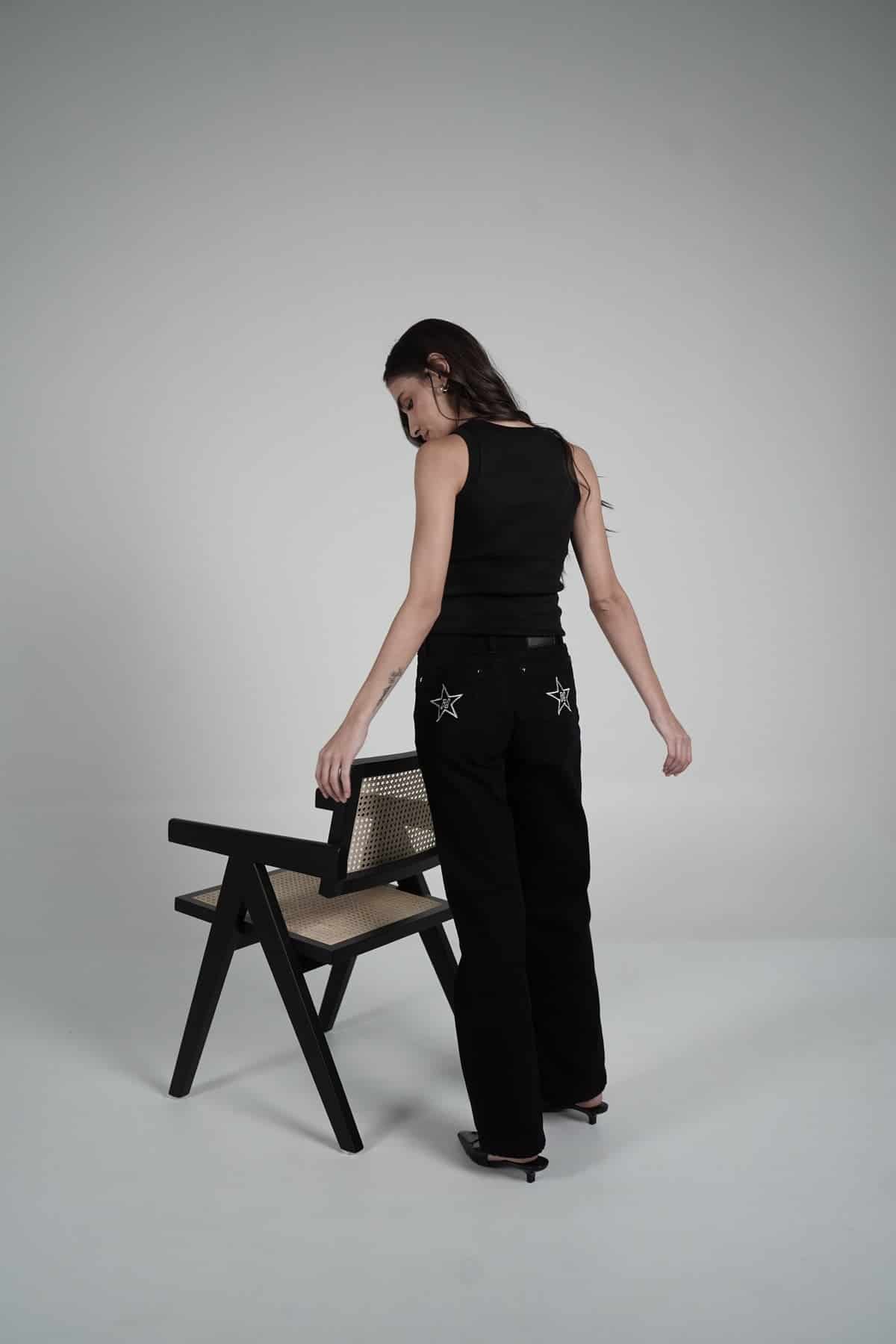 Double Star Black Jeans (Embroidered) - miniatura 3