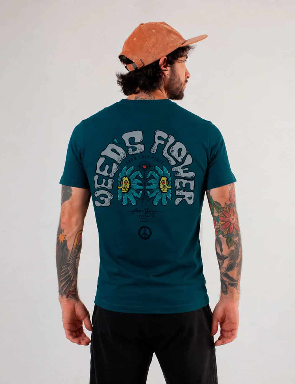 Camiseta regular fit Weed Flower verde Hombre - miniatura 2