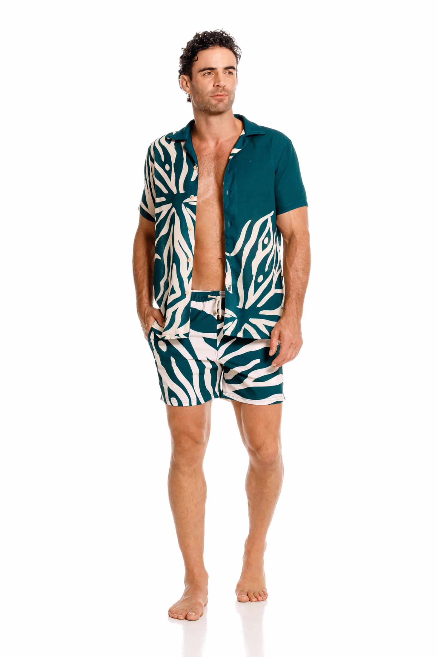 Camisa Hombre Coral Verde - miniatura 3