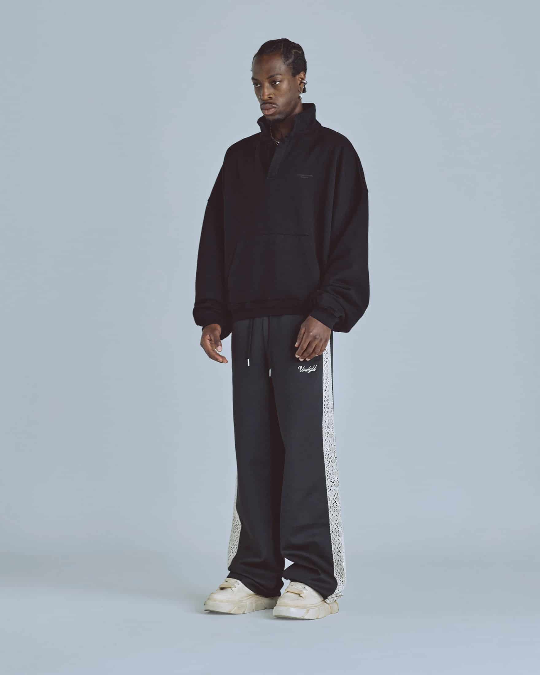Basics Polo Collar Boxy Fit Hoodie Black - miniatura 5
