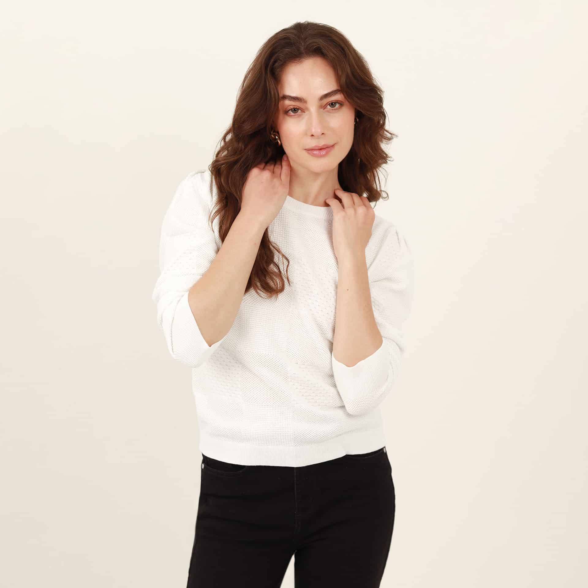 Sweater cuello redondo manga larga en jacquard - miniatura 1