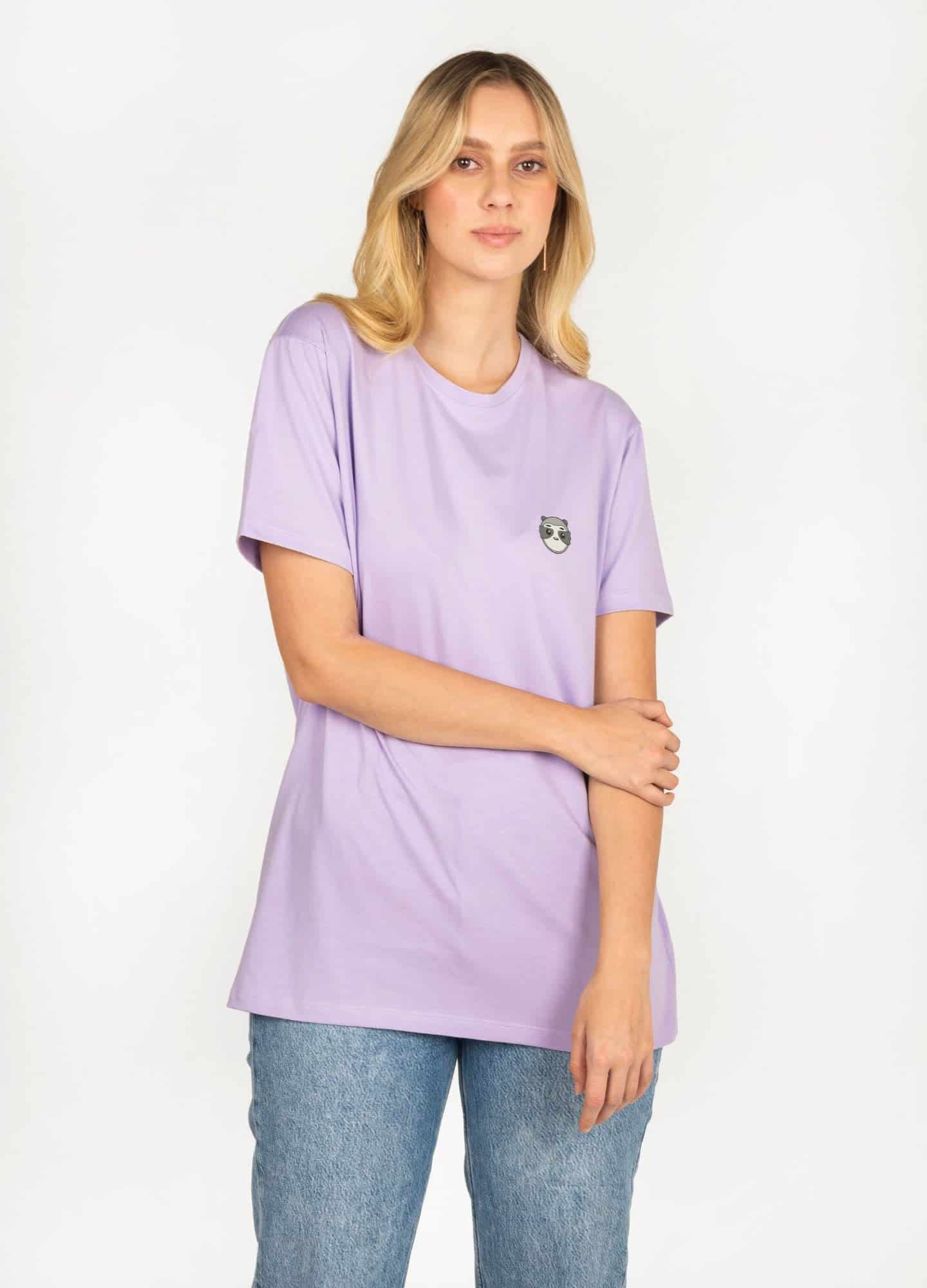Basic Perezoso Camiseta Regular – Lila - miniatura 1