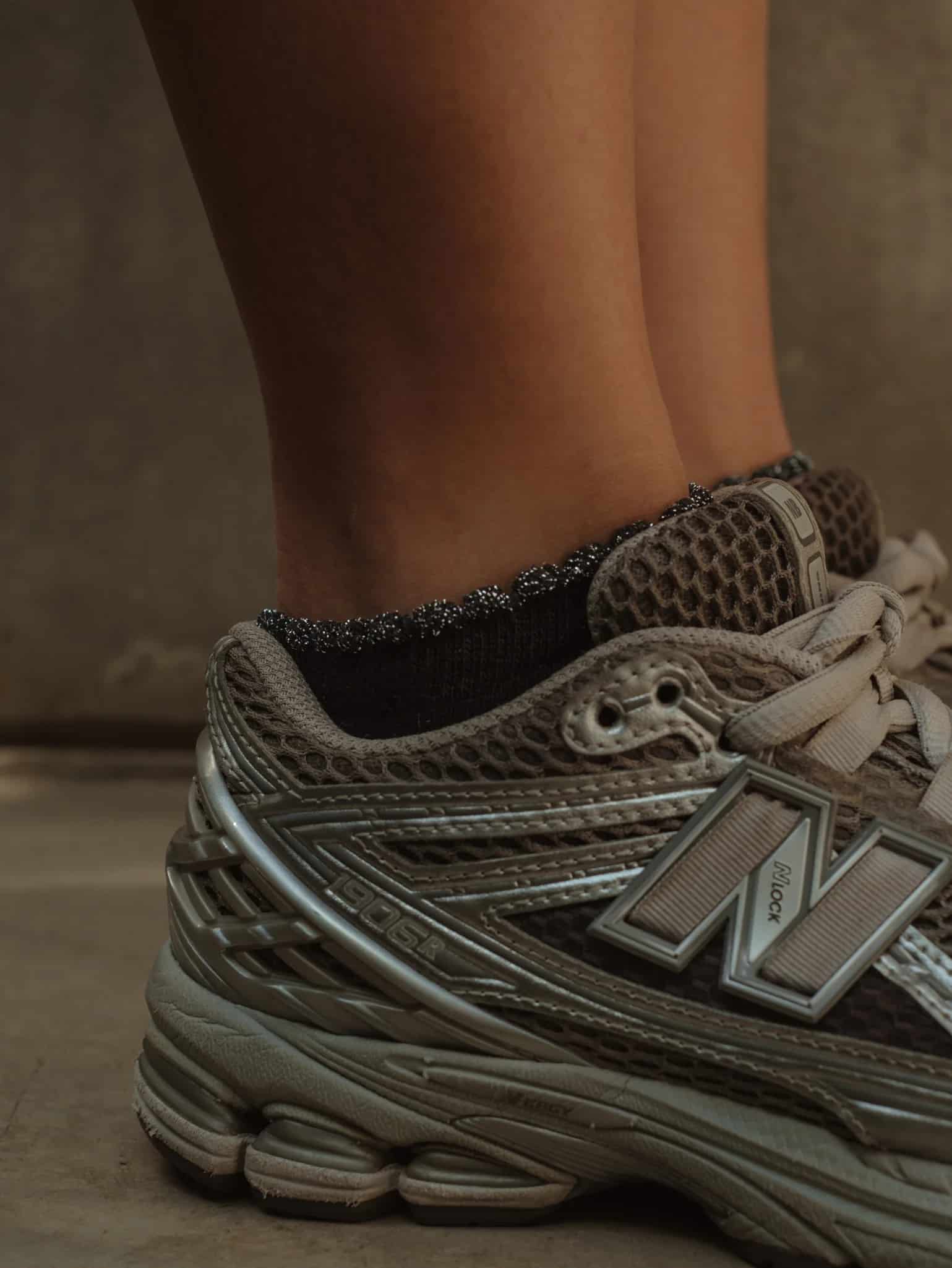 WAVE ANKLE SOCKS - SHINY GRAY - miniatura 5