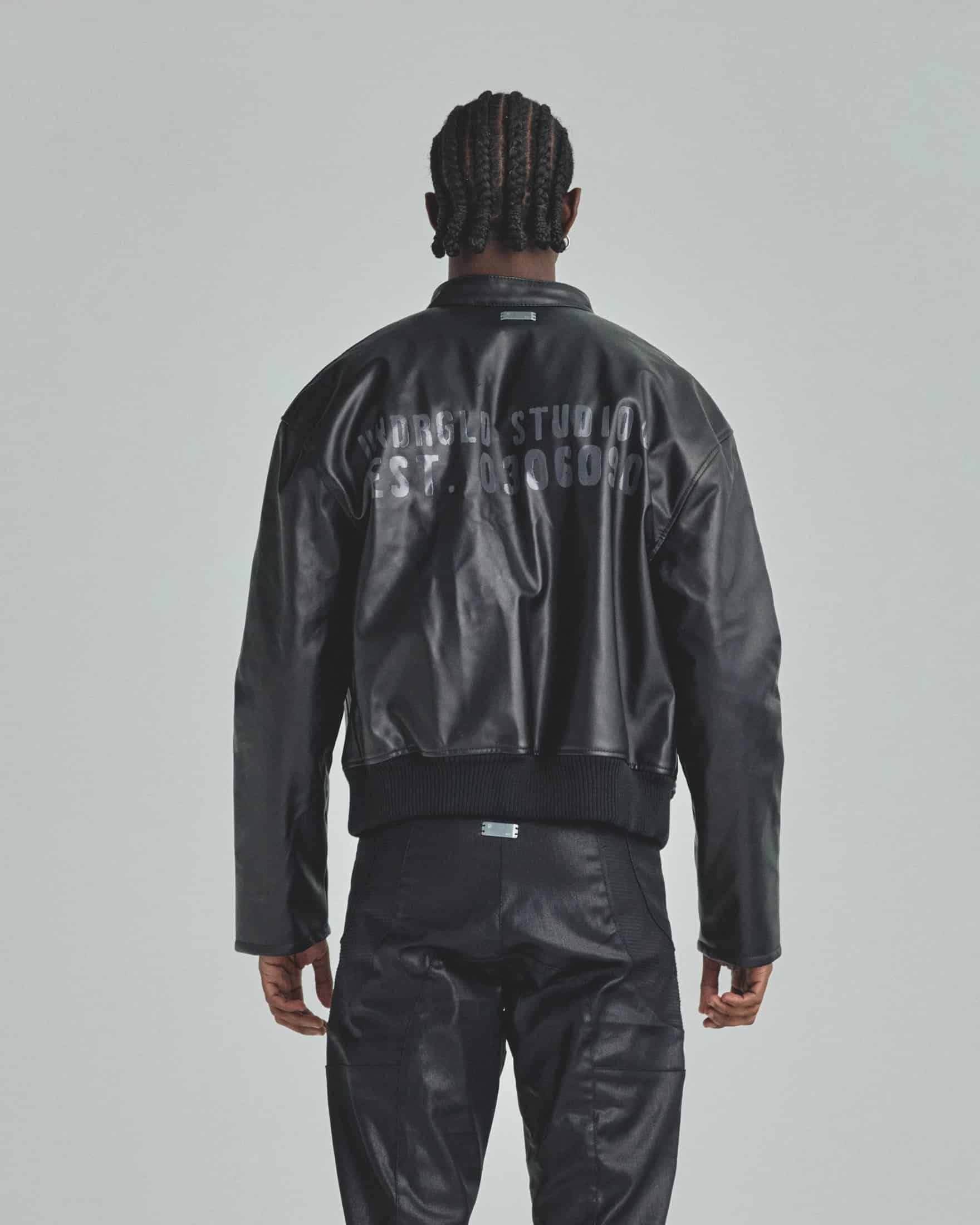 Spring Worn Logo Biker Jacket Black - miniatura 4