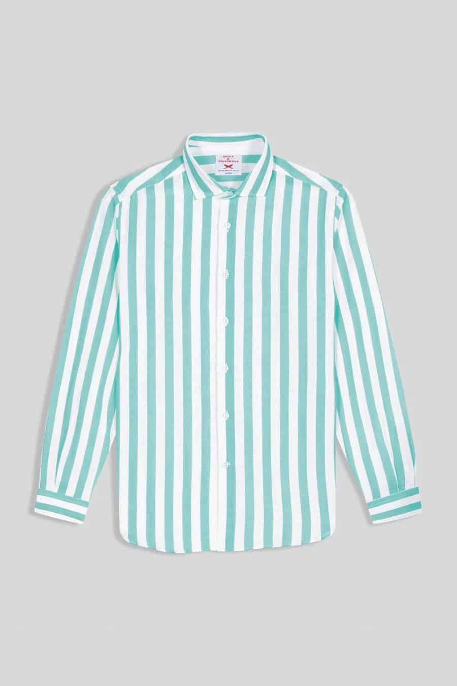 Men's linen shirt sky striped - miniatura 2