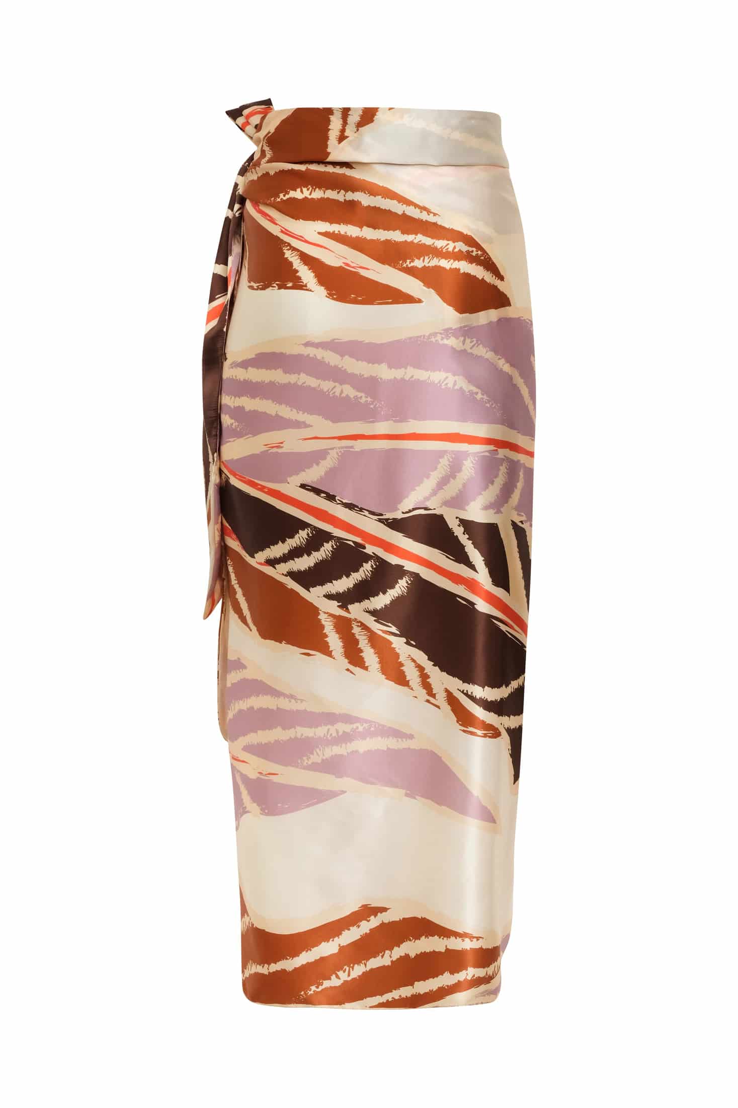 Mapara Satin Silk Skirt / Lilac Platanera Leaves - miniatura 3