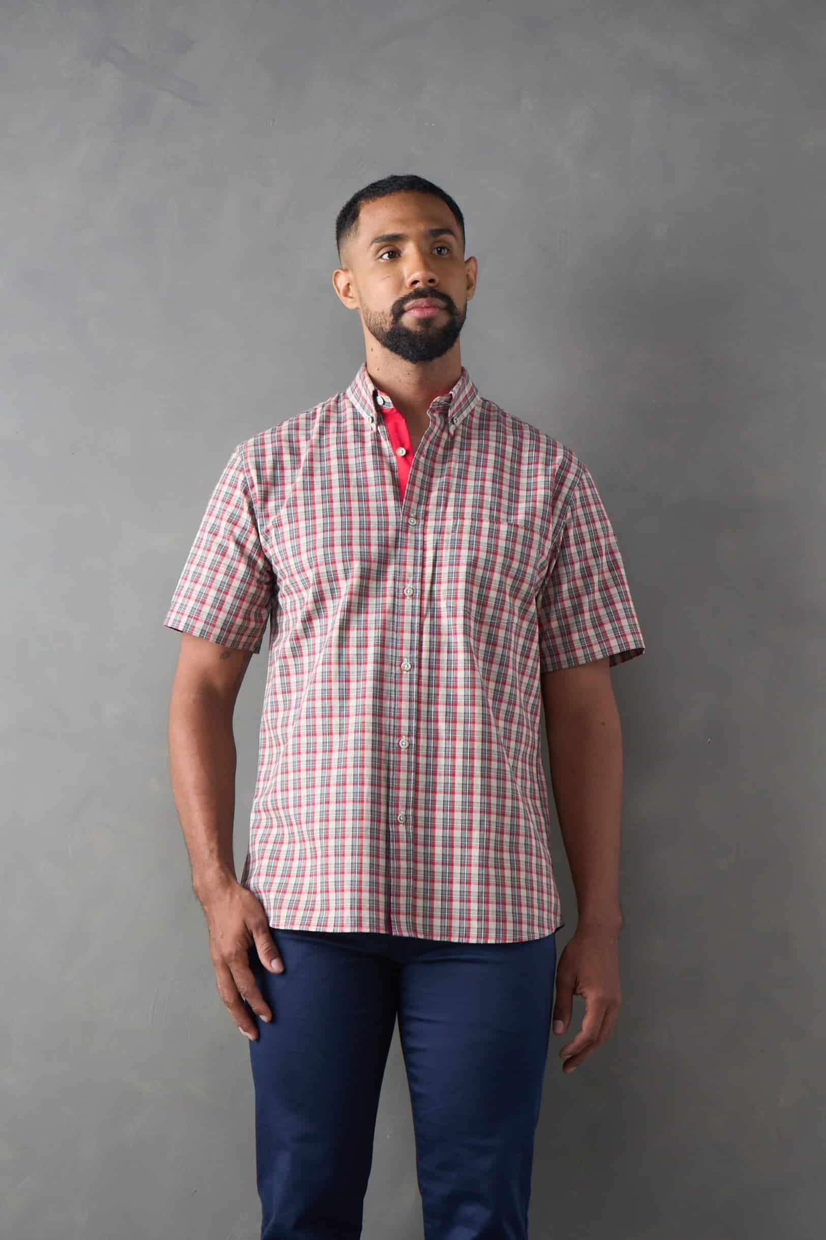 Camisa regular fit manga corta rojo - miniatura 1