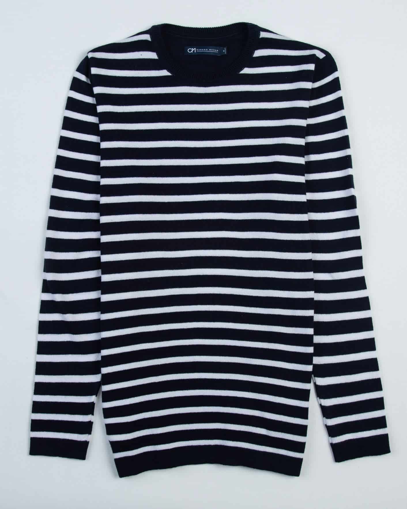 Saco Cuello Redondo Algodón Raya Blanca - miniatura 1