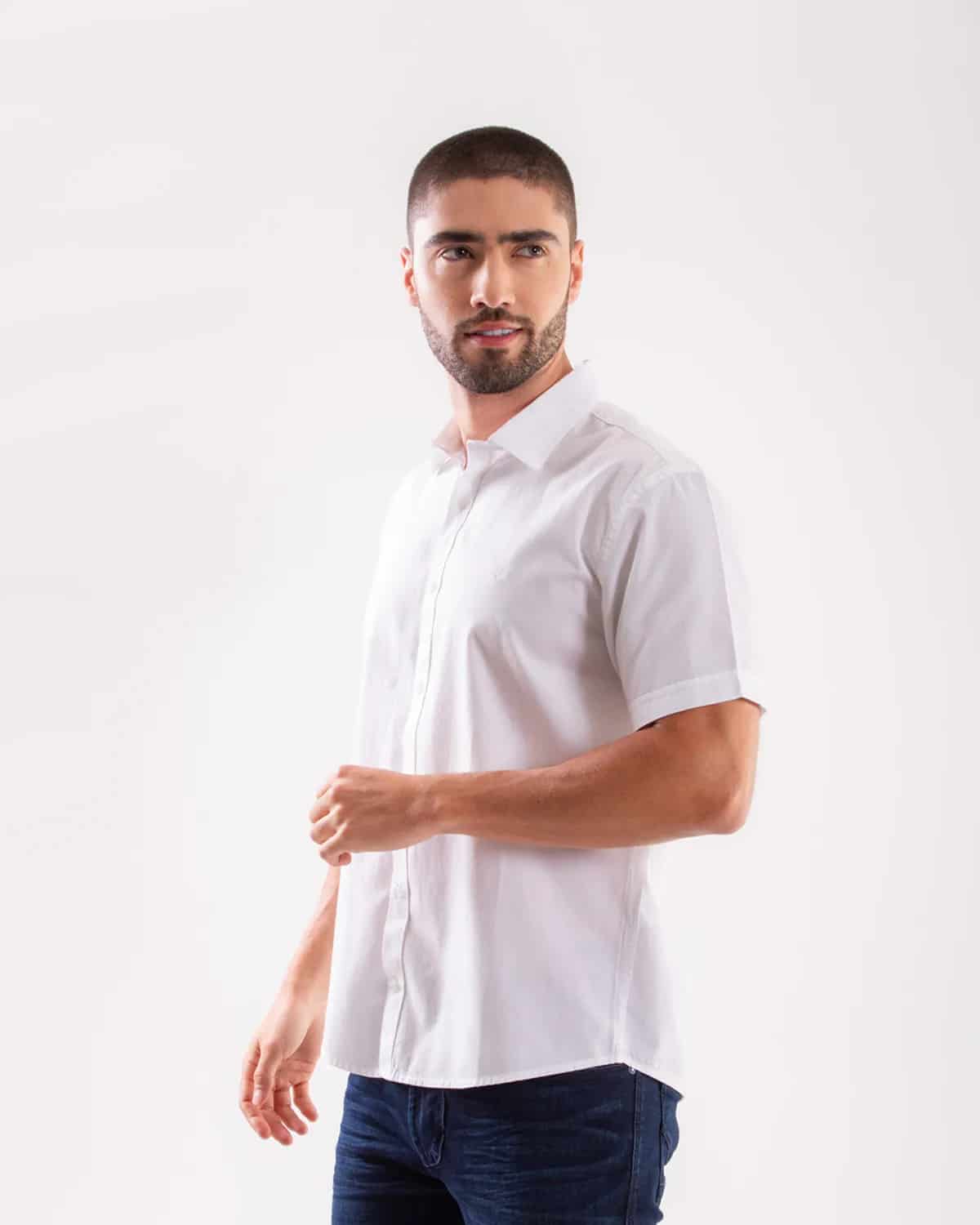 Camisa blanca manga corta para hombre - miniatura 47
