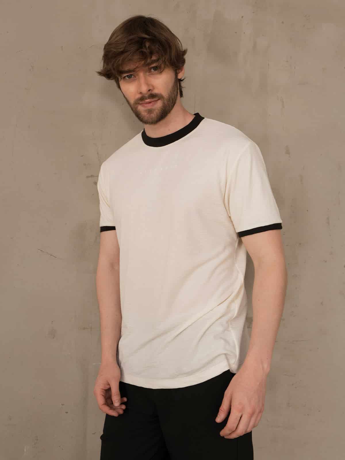 Camiseta hombre slim iza crema - miniatura 1