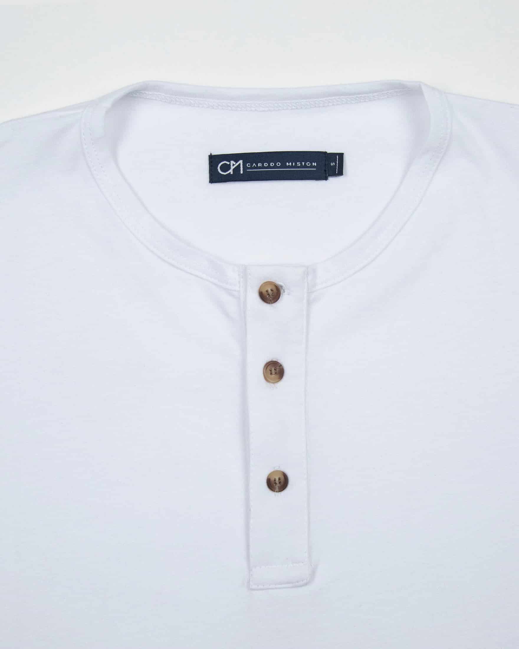Camiseta Henley Manga Larga Algodón Blanco - miniatura 2