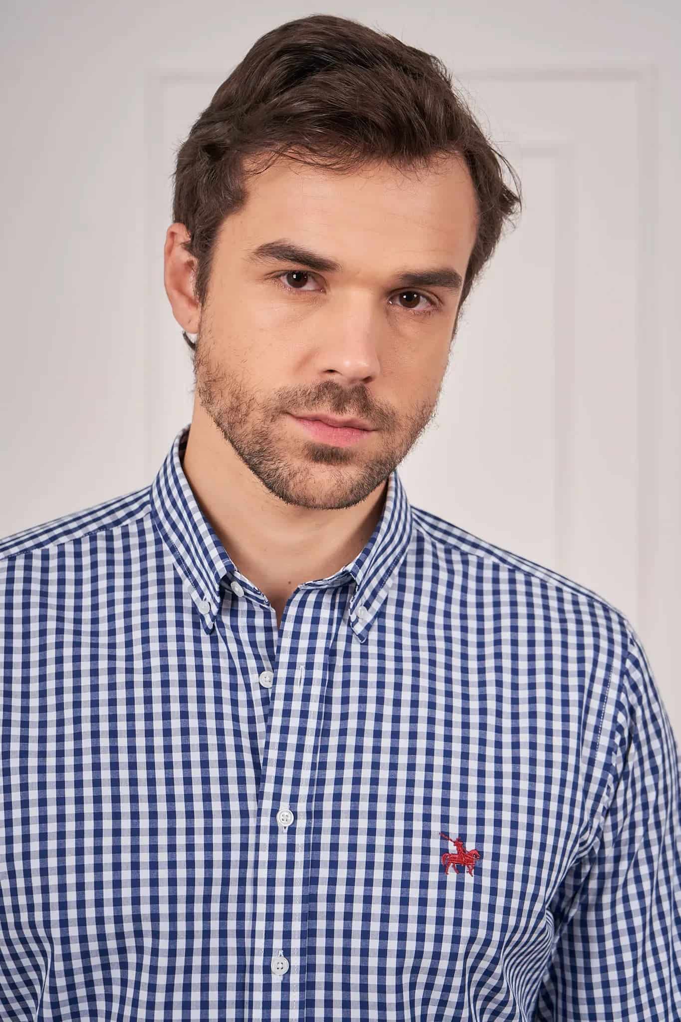 Camisa cuadros Hombre Azul Oscuro - miniatura 1