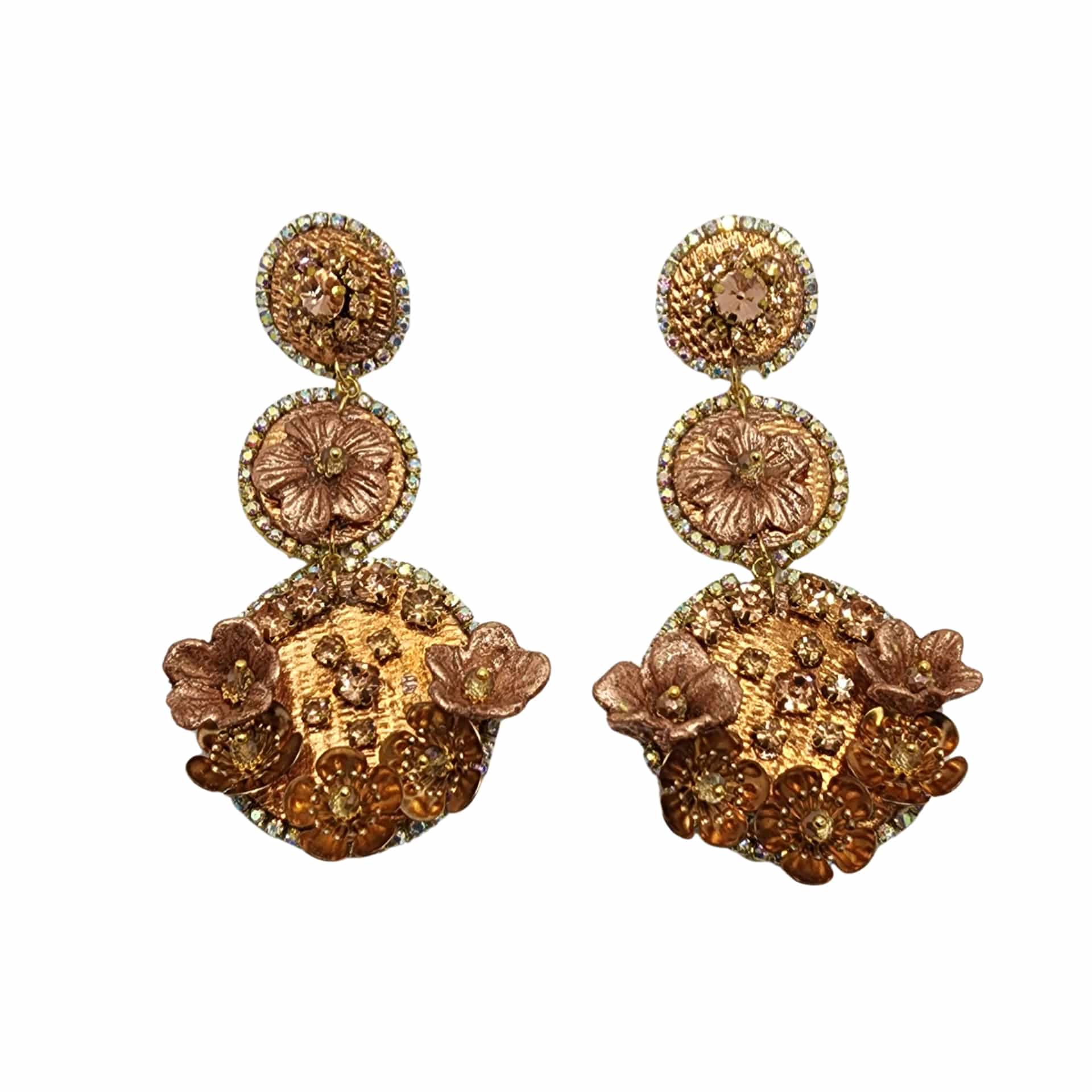Gold Rose Waterfall Earrings - miniatura 1