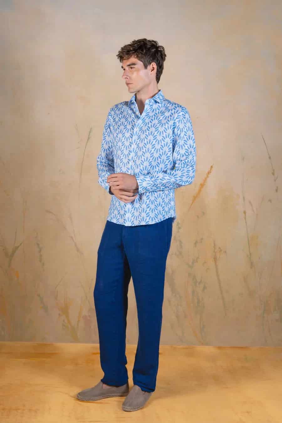 Light Blue Spica linen shirt light blue - miniatura 2