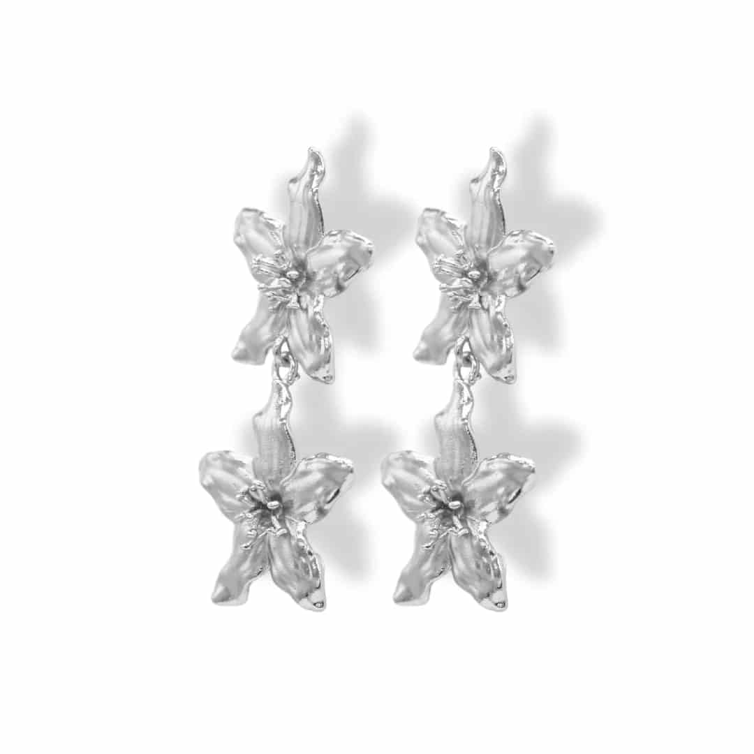 Aretes largos dobles de jazmín - miniatura 4