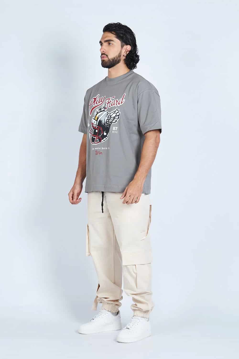 Camiseta oversize PLAY HARD GRIS | DROP 03 | - miniatura 2