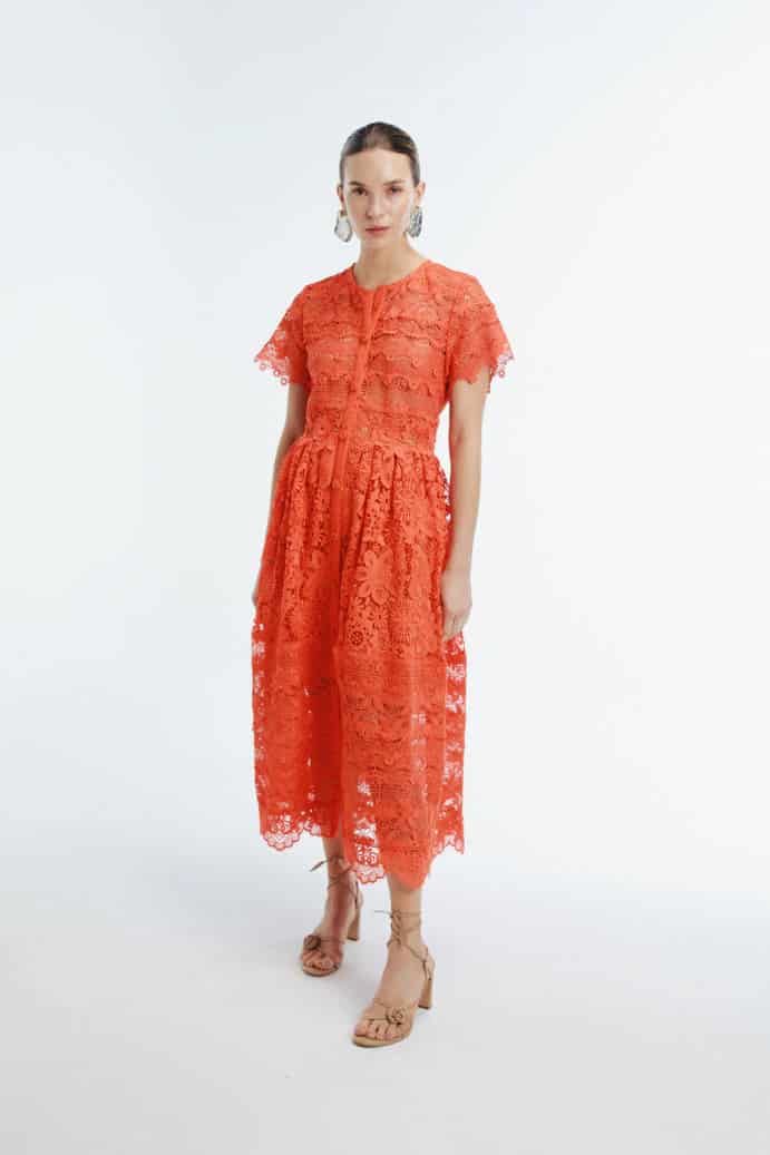 HIBISCUS MAXI DRESS FLAME - miniatura 1