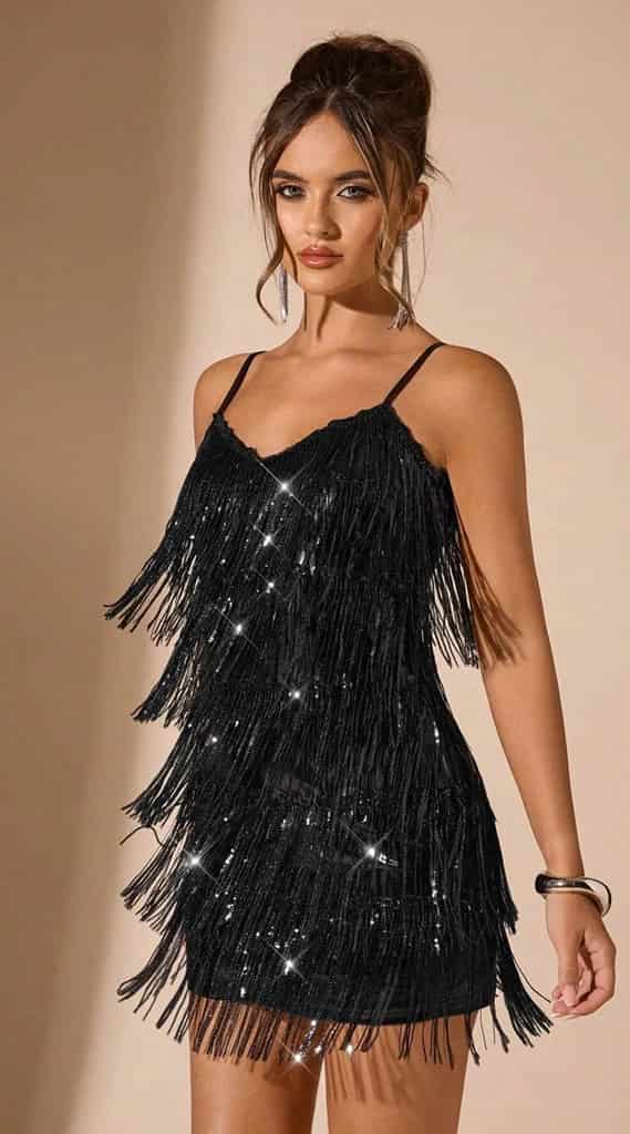 Minivestido negro brillante SH-011359-NEG-M - miniatura 1