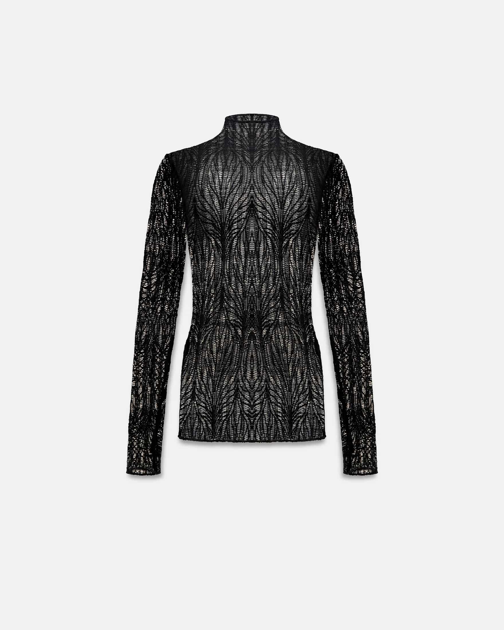 Basics Turtle Neck Top Transparent Black - miniatura 1