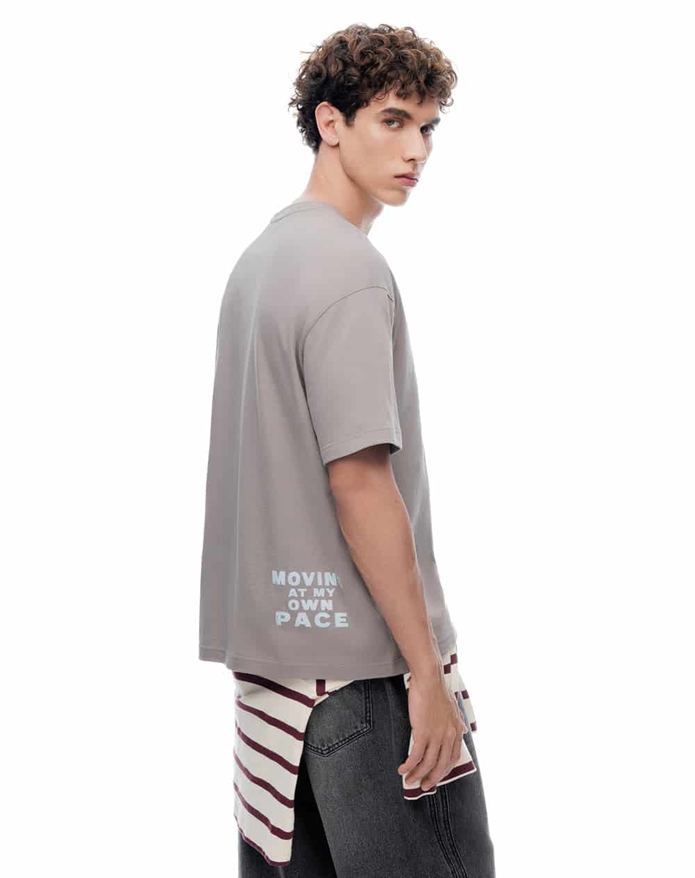 Camiseta manga corta regular estampado taupe hombre - miniatura 2