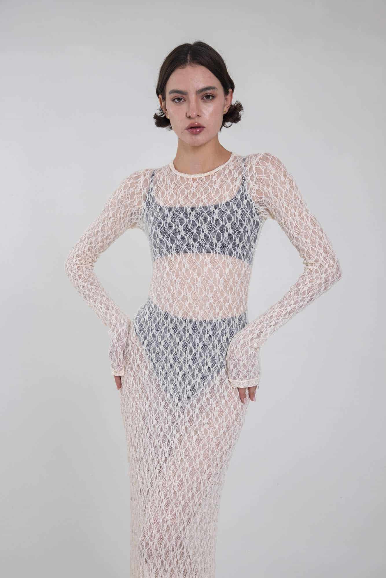 SERENA MARFIL LACE DRESS - miniatura 7