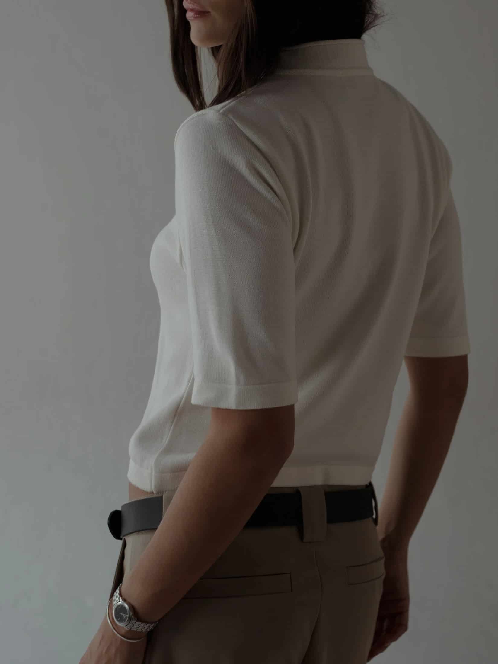 TALL COLLAR KNIT T-SHIRT - VANILLA - miniatura 8
