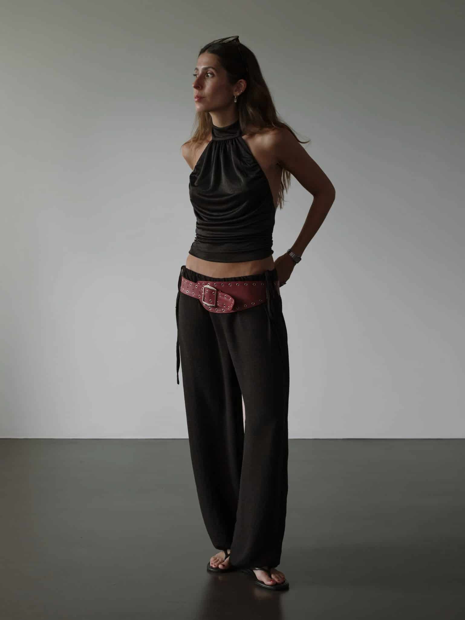 OFFSET ASYMMETRIC BELT - RED WINE - miniatura 2