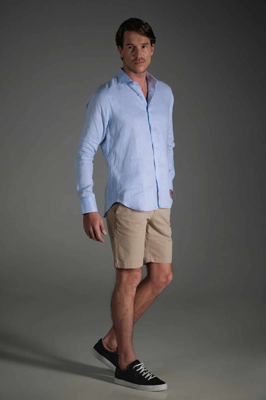 Bermuda Chino Slim Dril Beige Medio - miniatura 4