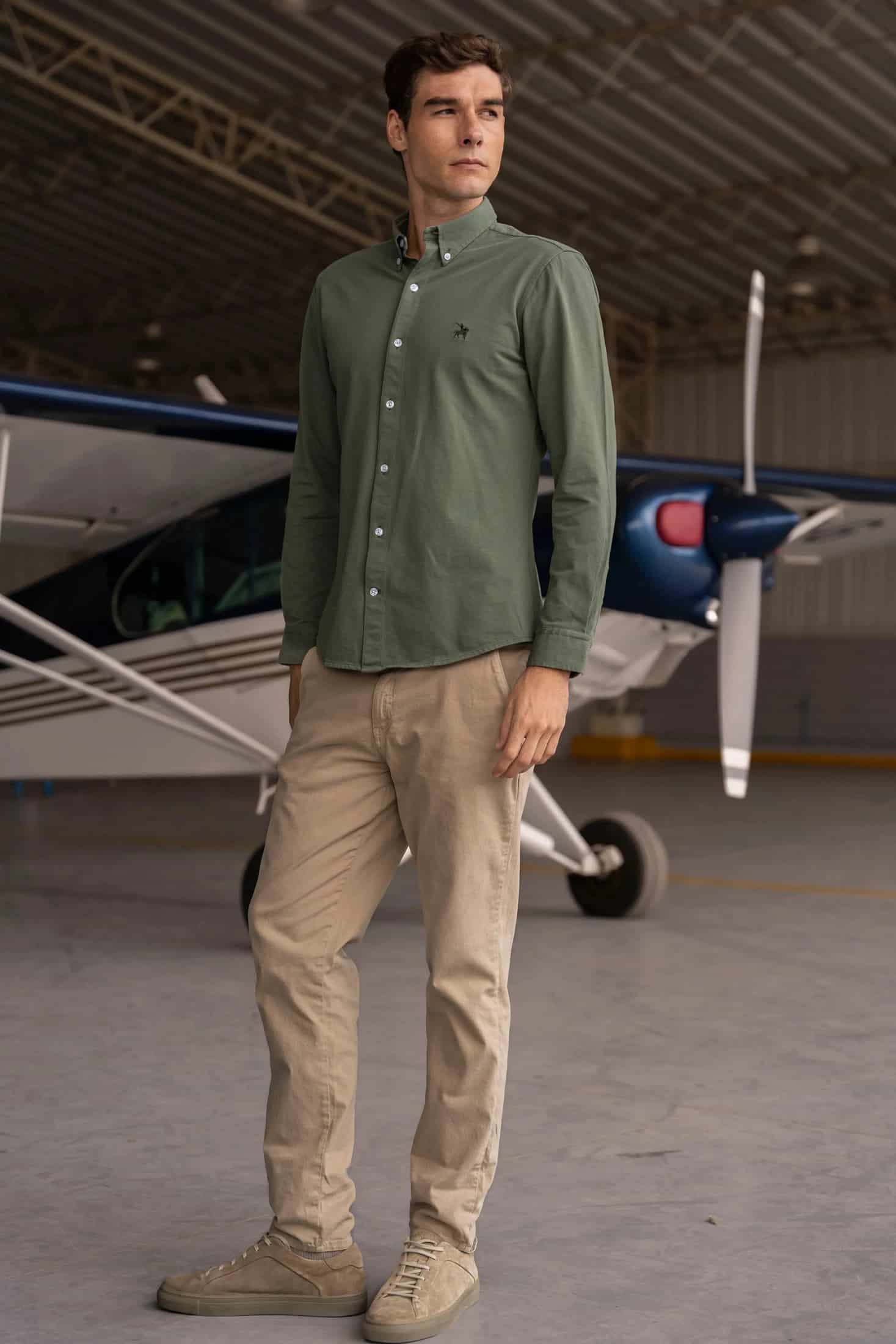 Camisa Micro Pique Hombre Verde - miniatura 2