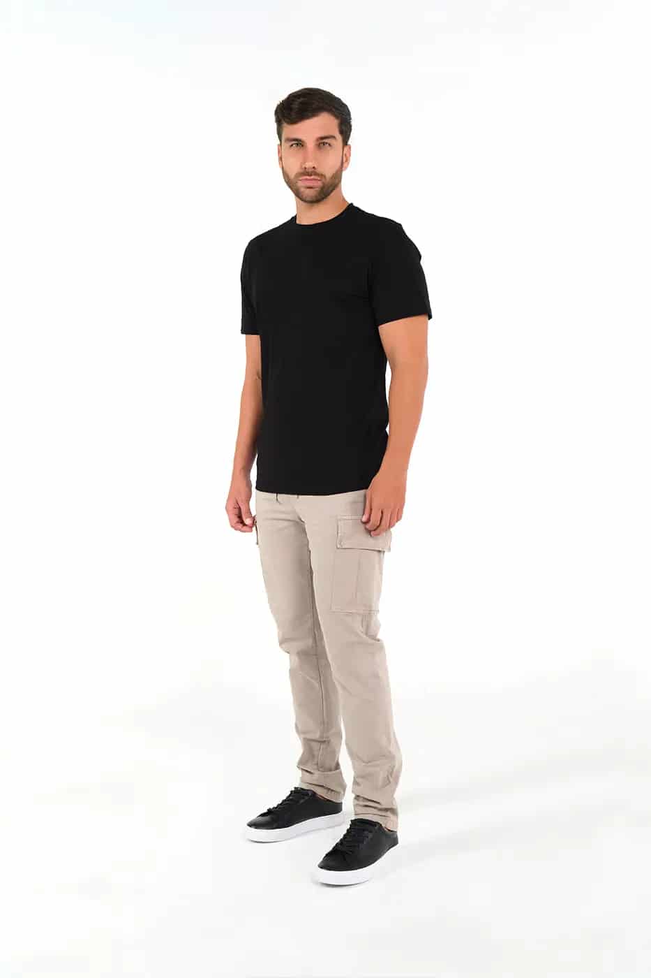 Pantalón Cargo Slim Fit Mezcla Algodón Beige - miniatura 1
