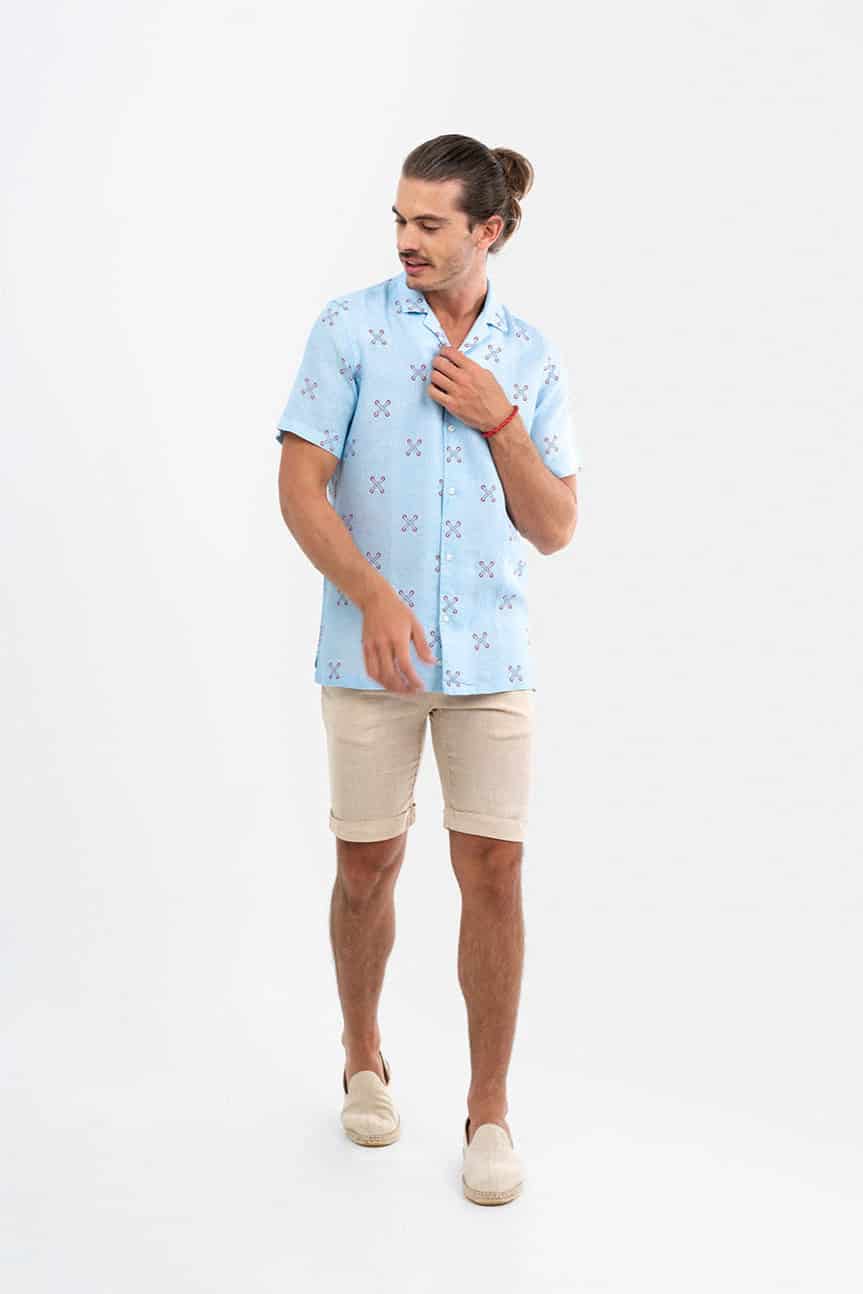 Men's large strings linen shirt - miniatura 1