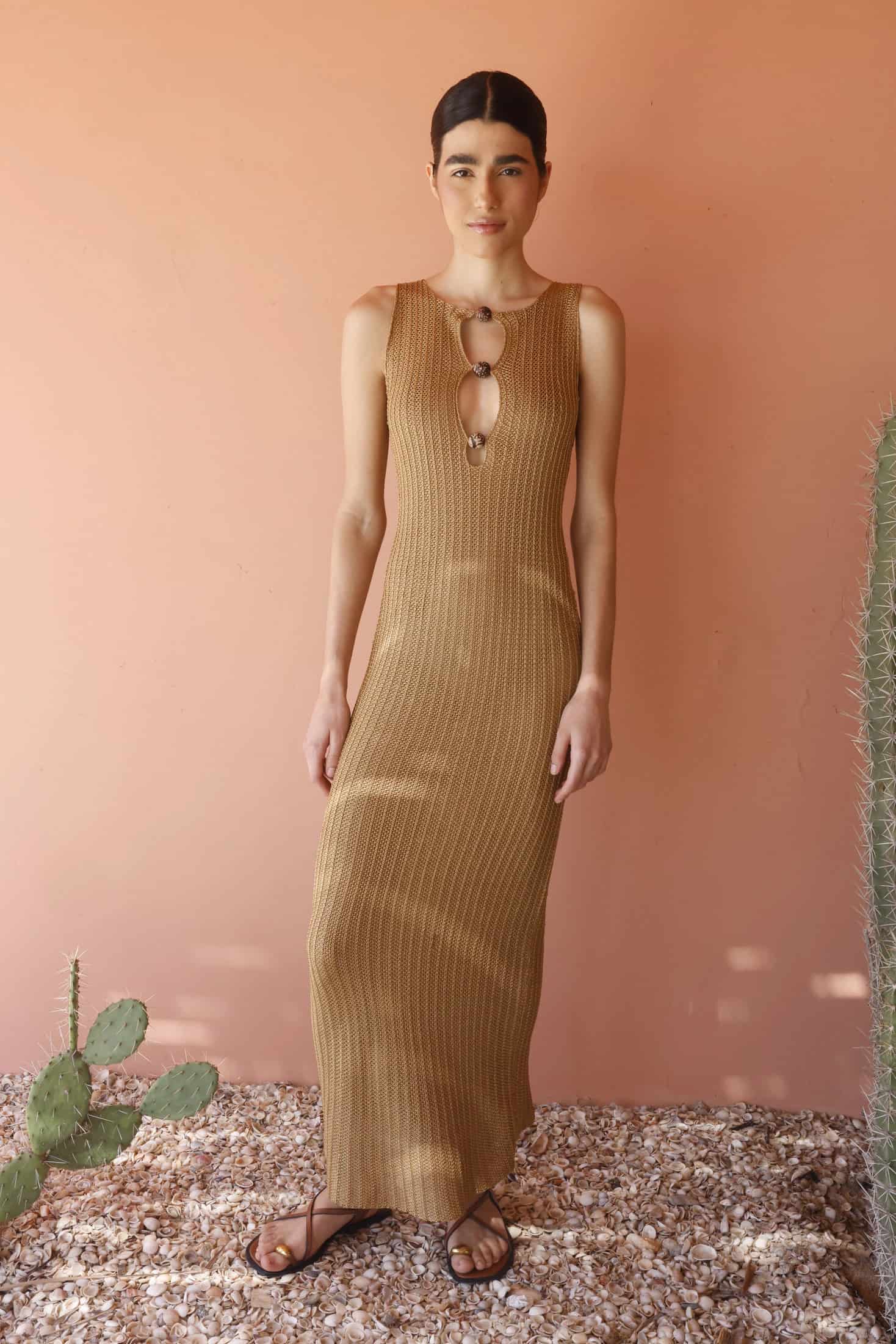 TAROA DRESS - GOLD - miniatura 1