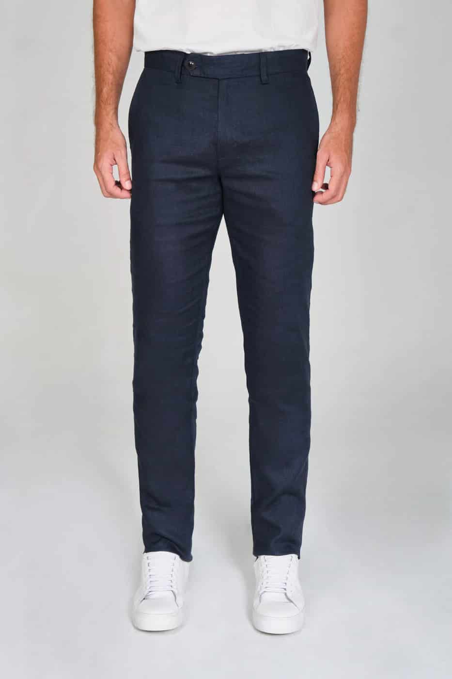 Pantalón Formal Slim Fit 100% Lino Azul Navy Stolichnaya - miniatura 3