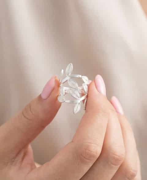 Topos Hojas filigrana en plata baño en Oro24 k - miniatura 1