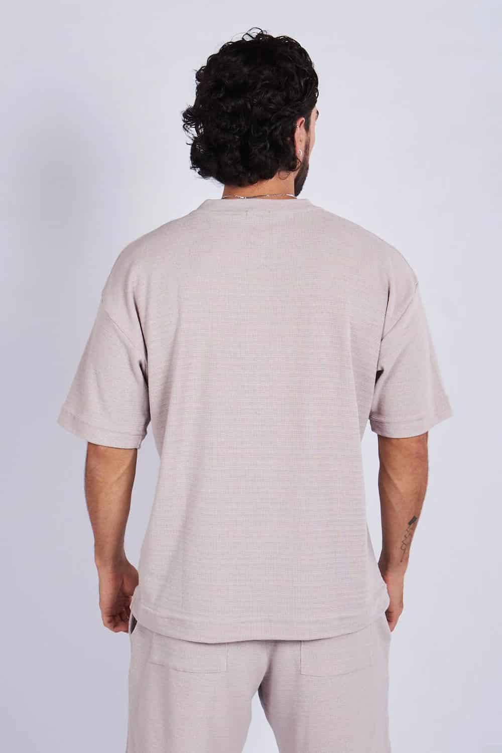 Camiseta oversize textura horizontal Caqui - miniatura 5