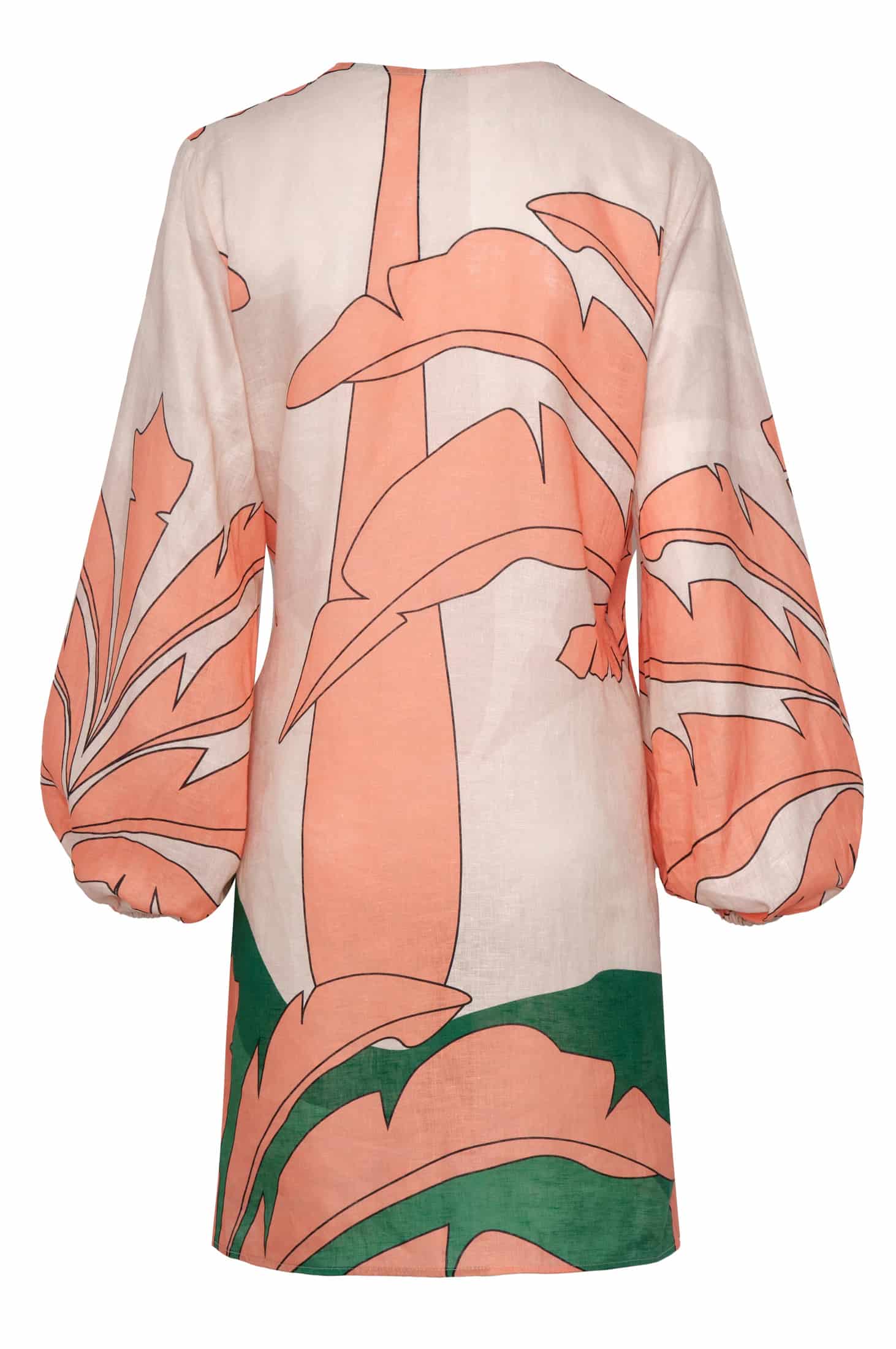 Hojarasca Linen Mini Tunic Dress / Peach Palms - miniatura 3