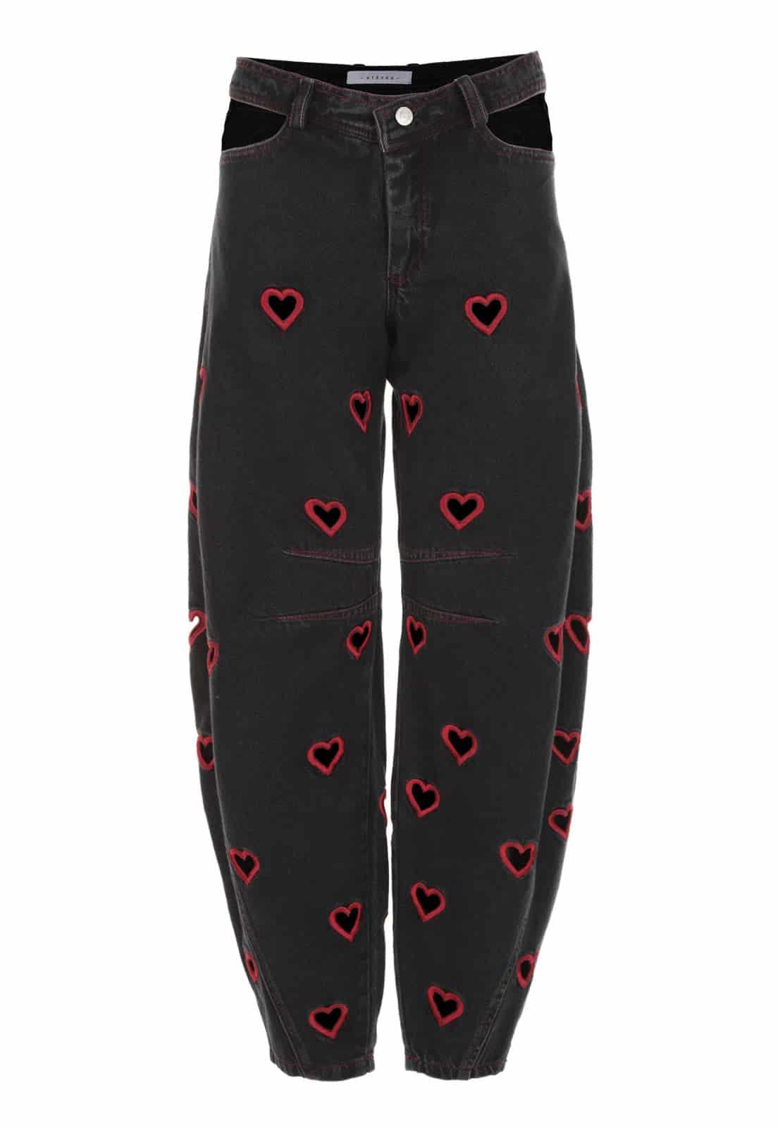 Mini Hearts Barrel Pants Black - miniatura 1