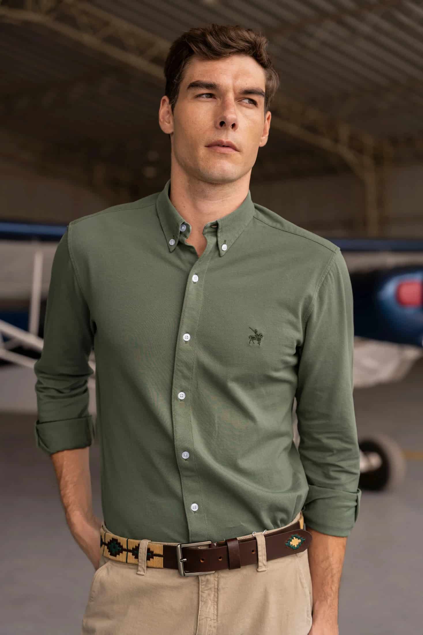 Camisa Micro Pique Hombre Verde - miniatura 1