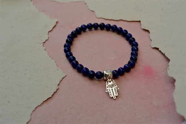 Pulsera Lapislázuli dije mano hamsa mini - miniatura 2