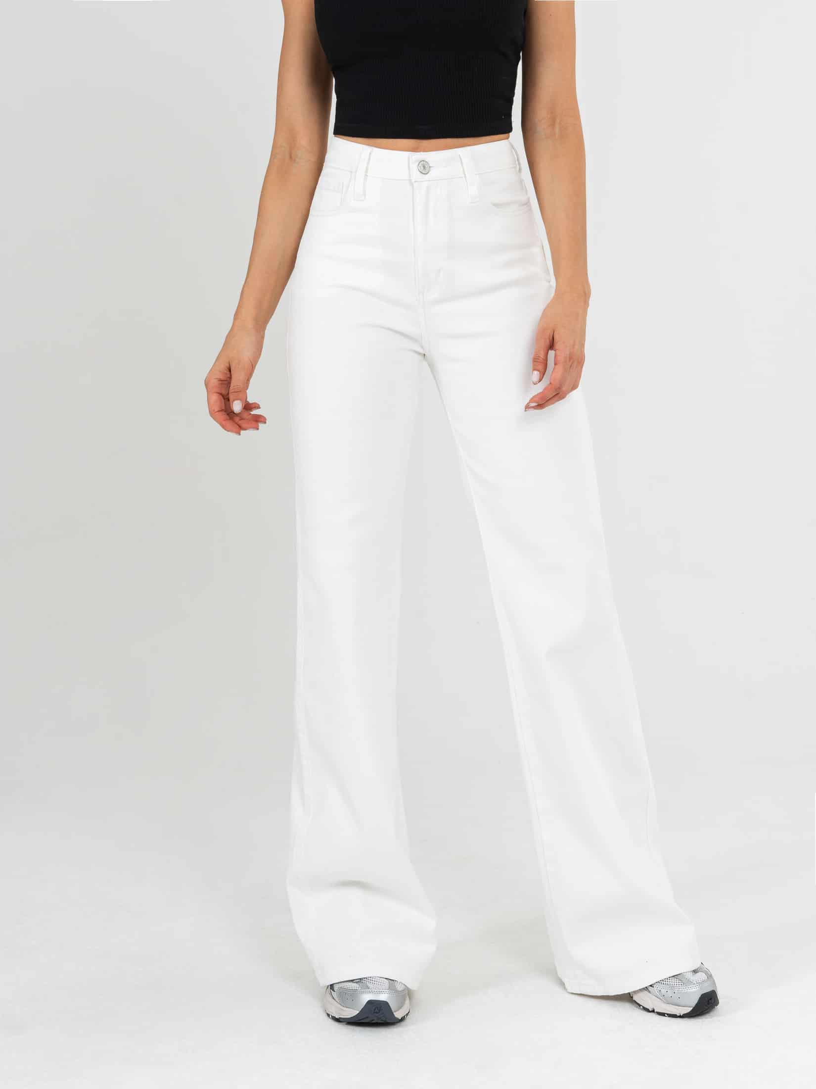 Ref: 0620612 Pantalón palazzo stretch, tiro alto, tono ivory, diseño cinco bolsillos - miniatura 4