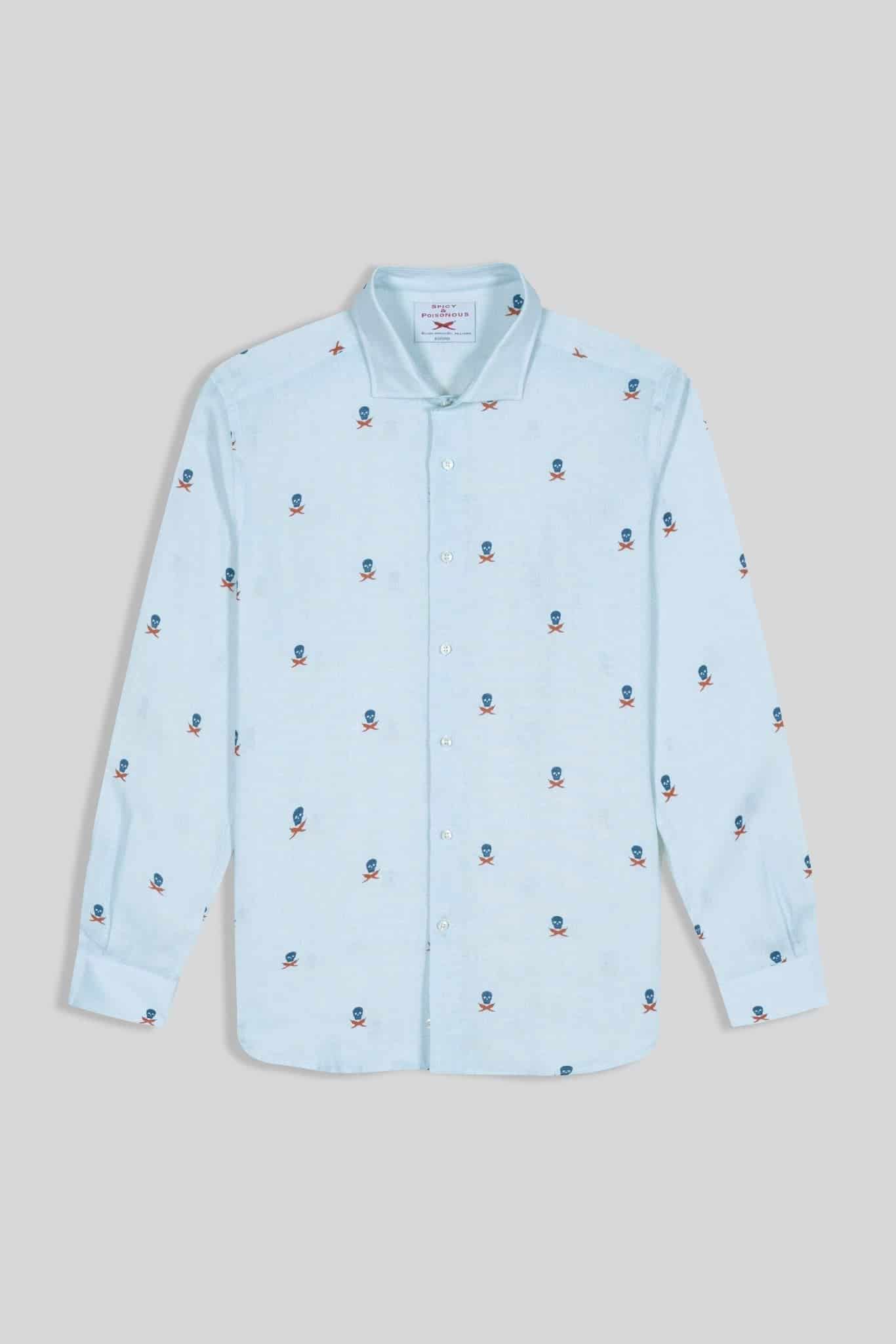 Men's linen shirt separated skulls icement - miniatura 1